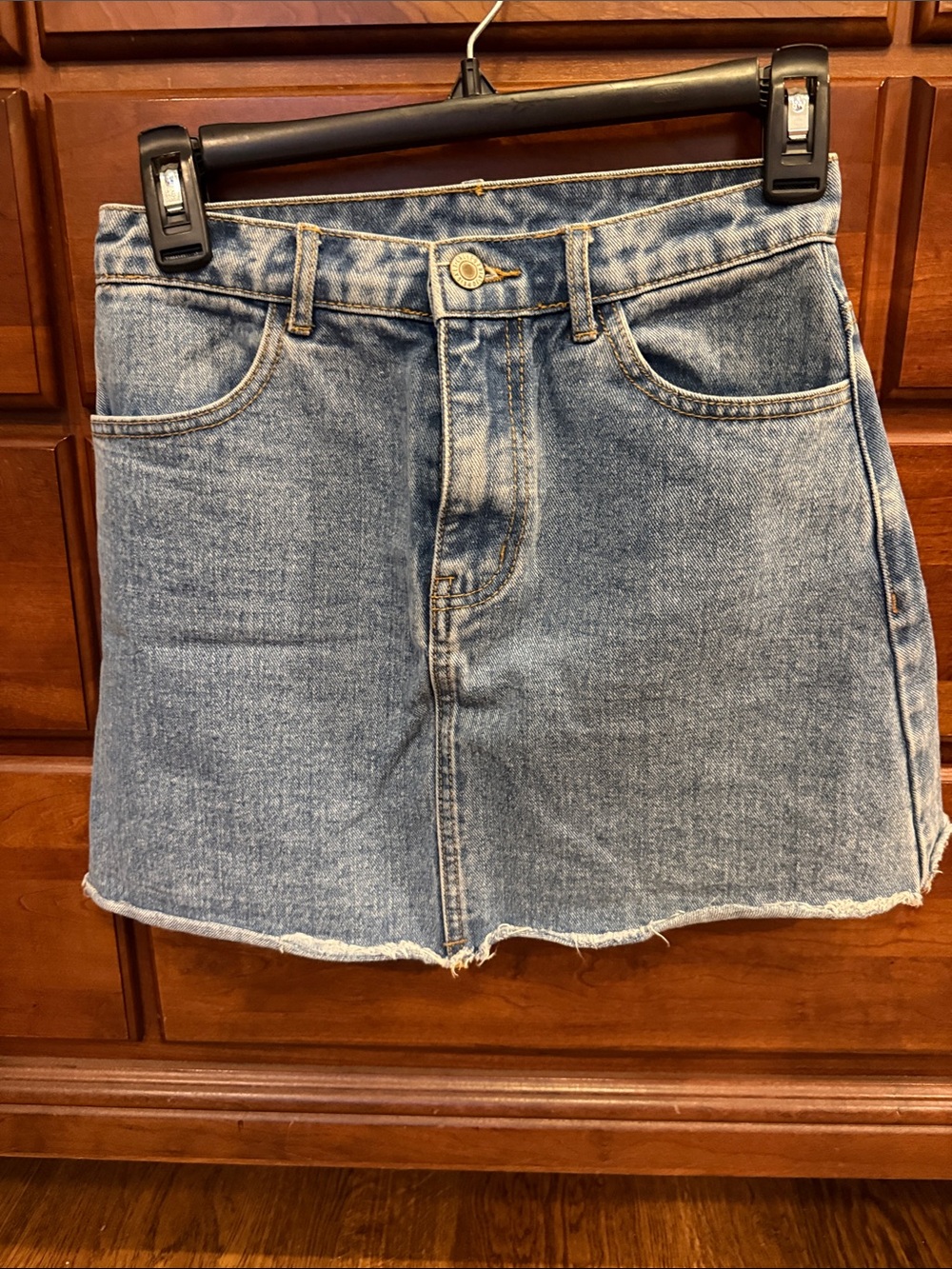 Classic Light Wash Denim Mini Skirt